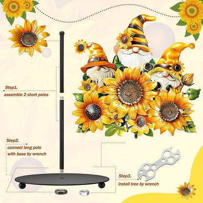 Thyle Sunflower Paper Towel Holder Summer Sunflower Gnome Kitchen Decor and Accessories Rustic Farmhouse Dispenser Kitchen Paper Holder Stand with Round Base for Countertop Toilet Home Accessories