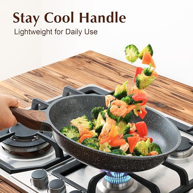 SENSARTE Nonstick Frying Pan Skillet with Lid, Omelet Pan with Cover, Healthy Cooking Chef's Pan, Kitchen Non Stick Pan, Free of Intentionally Added PFOA (11inch + Glass Lid) - Image 6