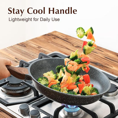 SENSARTE Nonstick Frying Pan Skillet with Lid, Omelet Pan with Cover, Healthy Cooking Chef's Pan, Kitchen non stick Pan, Free of Intentionally Added PFOA (10inch + Glass Lid) - Image 7