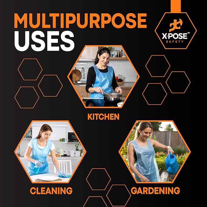 Xpose Safety 4000 Blue Plastic Disposable Aprons for Cooking & more Individually Packaged, Durable 1 Mil Waterproof Polyethylene 24" x 48" - Image 2