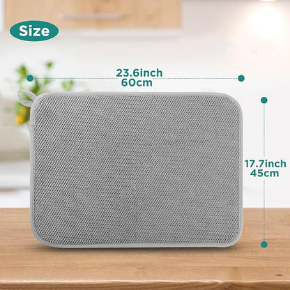 GeeRic Microfiber Dish Drying Mat, Super Absorbent Kitchen Dish Drying Pad for Mother's Day, Reversible Gift Mats for Countertop, 17.8 * 23.6 inch Gray - Image 2