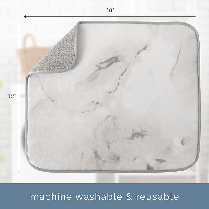 S&T INC. Dish Drying Mat, 16” x 18”, Absorbent Microfiber Kitchen Counter Mat, Dish Drying Pad for Dishes, Utensils, Pots and Pans, Large, Grey Stone - Image 6