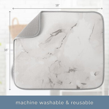 S&T INC. Dish Drying Mat, 16” x 18”, Absorbent Microfiber Kitchen Counter Mat, Dish Drying Pad for Dishes, Utensils, Pots and Pans, Large, Grey Stone - Image 6