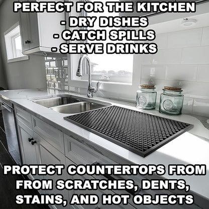 AXIESO Silicone Drip Mat - 1/2 Inch Thick, Heat-Resistant and Food Safe - Counter Top, Coffee Bar or Restaurant - Drying Mat for Glasses - 18x12 Inches - Image 7