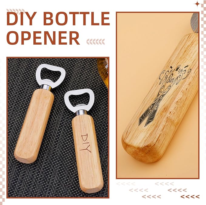50 Pcs Wooden Bottle Opener Bulk Wooden Beer Opener Engravable DIY Bottle Opener for Gift Wedding Party Restaurant (50 Pcs) - Image 6