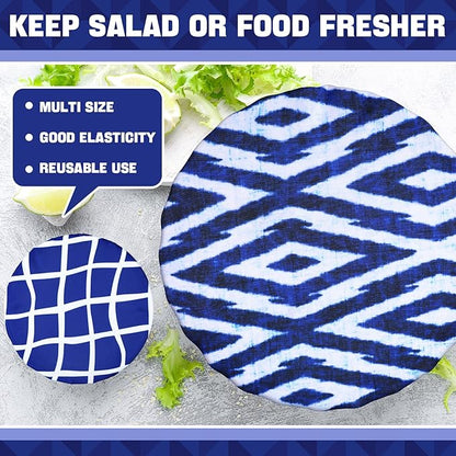 10 Pack Cloth Bowl Covers for Bread Rising - 5 Size Stretch Elastic Food Storage Container Lids - Reusable Cotton Fabric Covers for Food, Fruits, Leftovers (Stylish)