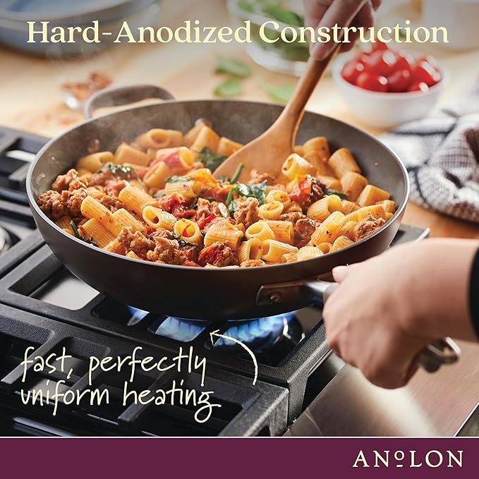 Anolon Advanced Home Hard Anodized Nonstick Deep Frying Skillet with Lid, 12-Inch Ultimate Pan, Bronze - Image 6