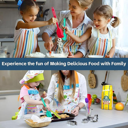 5-Piece Silicone Spatula Set - Heat Resistant 446°F Food Grade BPA Free, Nonstick Cookware Safe Dishwasher Safe Kitchen Tools for Baking, Cooking, Stirring, Multicolor.