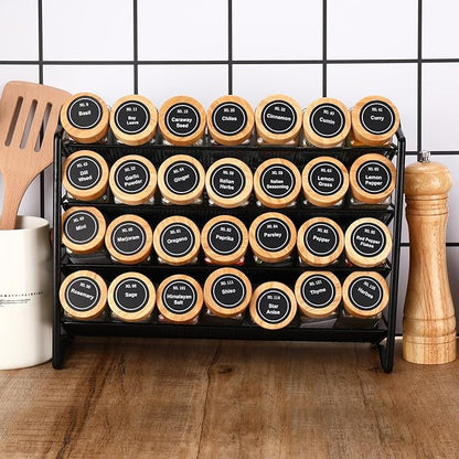 DIMBRAH Spice Jars with Label 24Pcs,Seasoning Containers,Glass Spice Jars with Bamboo Lids,Kitchen Essentials,Spices Container Set,Kitchen Set,Seasoning Organizer,Spice Rack Organizer for Cabinet - Image 5