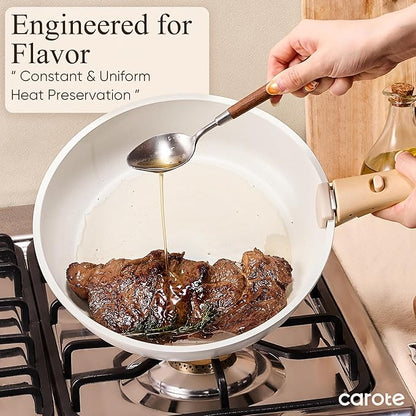 CAROTE 33pcs Pots and Pans Non Stick, Cookware Sets Detachable Handle, Induction Kitchen Pots and Pans, NonStick Cooking Set, Oven/Dishwasher/Fridge Safe, Space Saving - Image 7