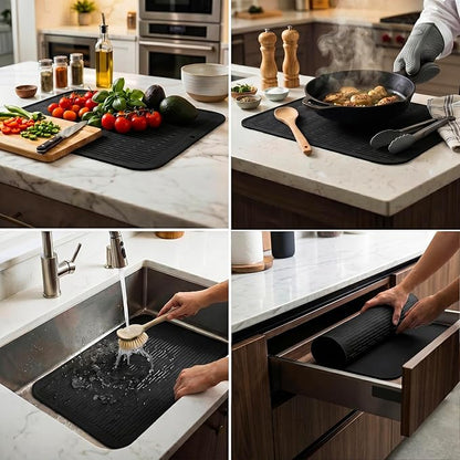 MicoYang Silicone Dish Drying Mat for Multiple Usage,Easy clean,Eco-friendly,Heat-resistant Silicone Mat for Kitchen Counter or Sink,Refrigerator or Drawer Liner Coffee 2XL 24 inches x 18 inches - Image 3