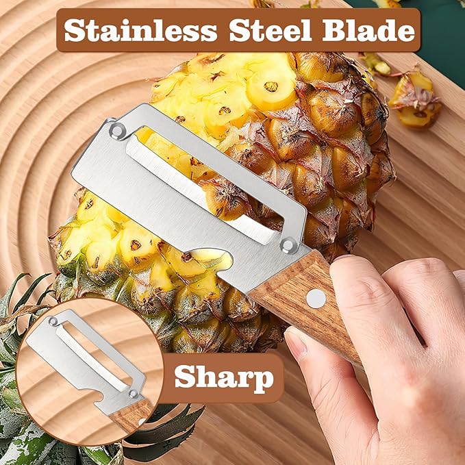 2 Pcs Multifunctional Vegetable Peeler, Stainless Steel Blade Peeler with Wooden Handle, Non-Slip Fruit Peeler for Kitchen - Image 5