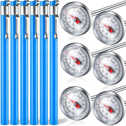 Xuhal 6 Pcs Stainless Steel Kitchen Thermometer with 5 Inch Long Stem 1 Inch Dial Thermometer Milk Frothing Food for Oven Probe Meat Grill BBQ Cooking Chocolate Water(Blue) by Xuhal
