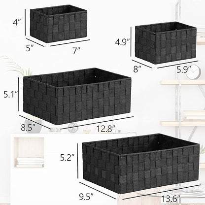 Posprica Woven Storage Baskets for Organizing 6 Pack, Large&Small Storage Cube Bins Set for Bathroom, Storage Boxes Container for Drawer, Closet, Shelf, Dresser, Black - Image 4