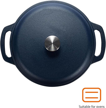 Amazon Basics Enameled Cast Iron Dutch Oven Pot with Lid, Dual Handles, Heavy-Duty, Oven Safe, Round, 6-Quart, Matte Navy - Image 2