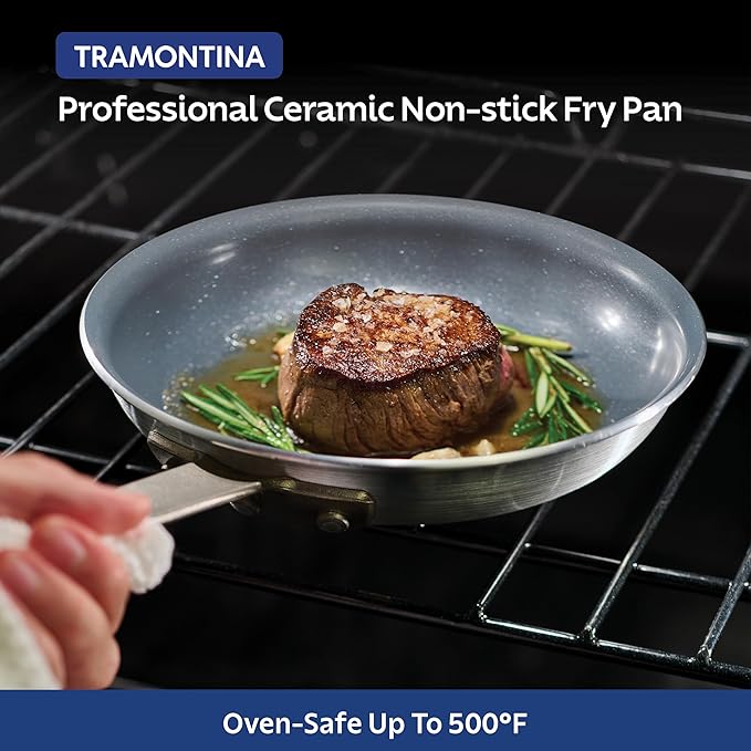 Tramontina Professional 10-Inch Ceramic Non Stick Frying Pan, Heavy-Gauge Aluminum Skillet with Ceramic Nonstick Coating, Dishwasher and Oven Safe, Gray - Image 7