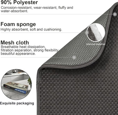 Dark Gray Dish Drying Mats 20" x 15", XL Kitchen Drying Mat for Counter, Microfiber Dish Dryer Mat, Microfiber Dish Rack Mat, Foldable Dish Drying Pad for Dishes, Pots, Pans (Dark Gray) - Image 4