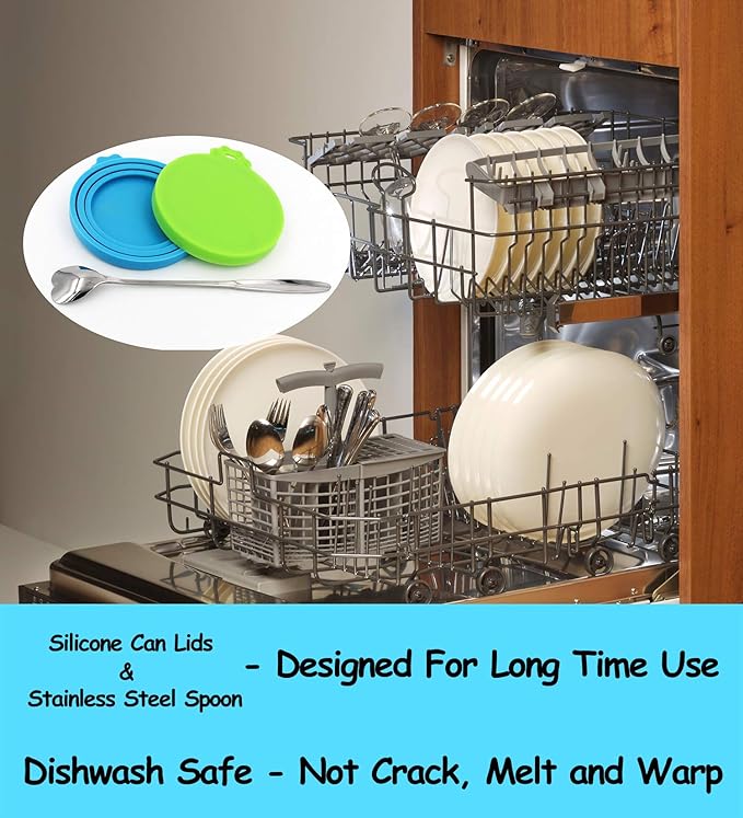 Comtim Pet Food Can Lids, Silicone Can Covers for Dog Cat Food, Universal Size Fit Small Medium Large Cans, 2 Pack and 1 Pet Food Cans Spoon - Image 5