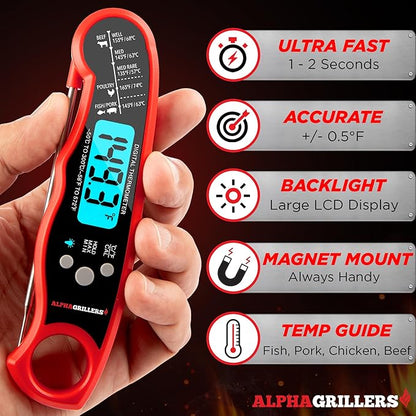 Alpha Grillers Meat Thermometer Digital – Instant Read Food Thermometer for Cooking & Grilling – Professional Kitchen Gifts for Men, Dad & Mom - Image 2