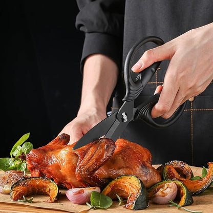 Heavy Duty Kitchen Scissors, Titanium Coated All Purpose Shears - Extra Sharp Detachable Blades for Poultry, Chicken Bones, Meat, Vegetables, Herbs | Micro Serrated & Ergonomic Handle - Image 2