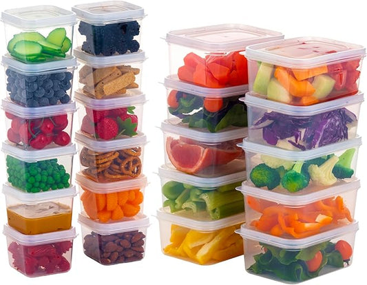 IRIS USA 44 PC Plastic Food Storage Containers With Lids | 22 Meal Prep Containers & 22 Lids | Leftovers Office Lunch Snack Fruit, Microwave Dishwasher Freezer Safe, BPA Free