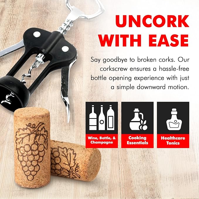Chef Craft Select Metal Winged Corkscrew, 6.5 inch, Black and Chrome - Image 3