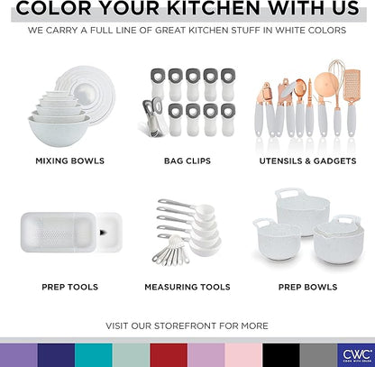 COOK WITH COLOR Nesting Plastic Mixing Bowl Set with Pour Spouts and Handles, Speckled White, 6 Piece Non-Slip - Image 8