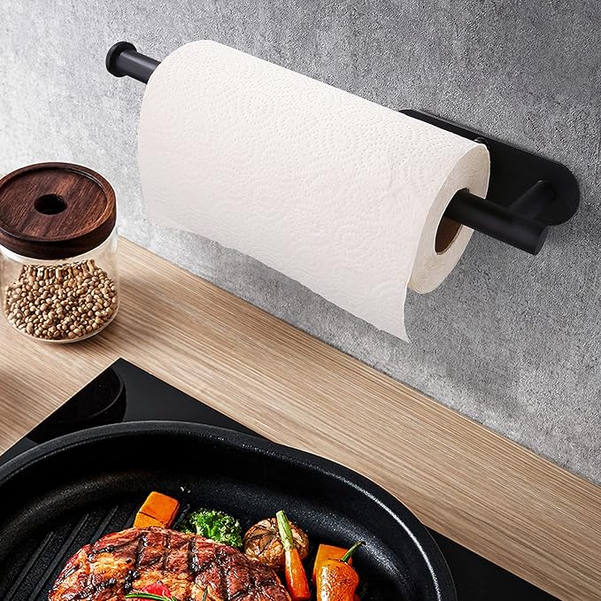 Paper Towel Holders-Blcak,Paper Towels Rolls - for Kitchen,Paper Bulk- Self-Adhesive Under Cabinet,Both Available in Adhesive and Screws,Stainless Steel - Image 5