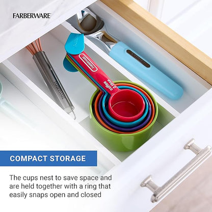 FARBERWARE 5-Piece Measuring Cup Set with Coffee Scoop, Durable Plastic Nesting Measuring Cups with Easy-Read Markings, BPA-Free, Dishwasher Safe - Image 5