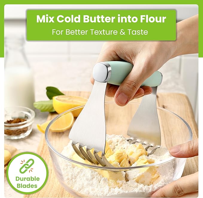 Spring Chef XL Stainless Steel Pastry Cutter Tool for Baking - Heavy Duty Dough Blender - Butter & Dough Cutter Tool with Sharp Blades - Pastry Blender for Easy Mixing - Dishwasher Safe - Mint - Image 6