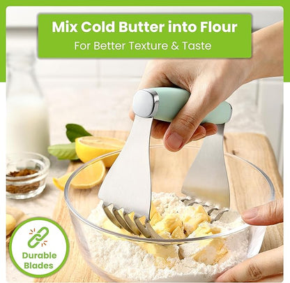 Spring Chef XL Stainless Steel Pastry Cutter Tool for Baking - Heavy Duty Dough Blender - Butter & Dough Cutter Tool with Sharp Blades - Pastry Blender for Easy Mixing - Dishwasher Safe - Mint - Image 6