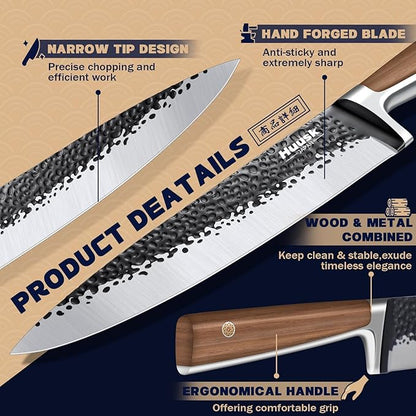 Huusk Japanese Chef Knife 8 Inch Gyuto Kitchen Knife Hand Forged Sushi Knives with Ergonomic Handle Professional Cooking Knife for Cuttting Meat Vegetables Premium Giftbox - Image 4