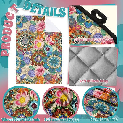 Jingmore 6 Pcs Kitchen Decor Set Accessory Farmhouse Kitchen Towels Pot Holders Oven Mitts Set 2 Dish Towels 2 Pot Holders 2 Cooking Mittens Oven Glove for Cooking(Colorful,Boho Floral) - Image 6