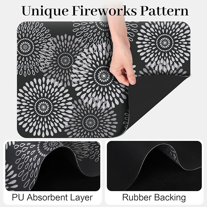 LuxStep Dish Drying Mat Super Absorbent Kitchen Counter Mat Rubber Backing Draining Mat Easy to Clean Kitchen Accessories Dish Rack Pad for Dishes, Utensils, Countertops, Sinks 16" x 24" Black - Image 6