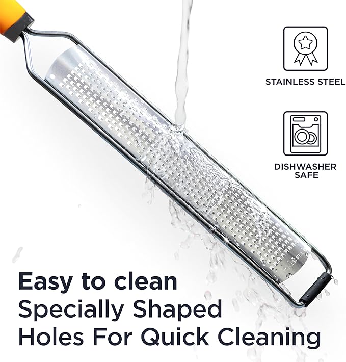 Deiss PRO Lemon Zester & Heavy Duty Cheese Grater & Vegetable Grater - Parmesan Cheese Lemon, Garlic, Nutmeg, Chocolate, Fruits, Vegetables, Ginger Grater - Cheese Shredder & Stainless Steel Grater - Image 5