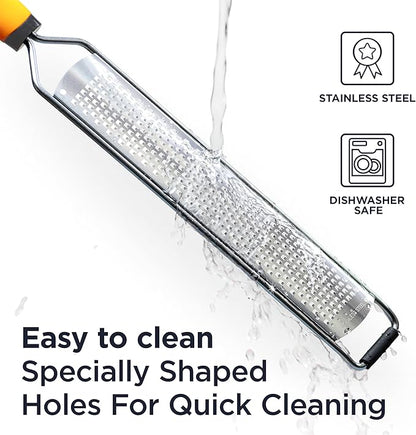 Deiss PRO Lemon Zester & Heavy Duty Cheese Grater & Vegetable Grater - Parmesan Cheese Lemon, Garlic, Nutmeg, Chocolate, Fruits, Vegetables, Ginger Grater - Cheese Shredder & Stainless Steel Grater - Image 5