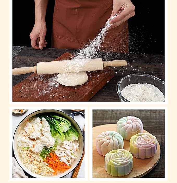 Rolling Pin, 13.8 Inch Wood for Kneading the Dough of Baking Bread, Pizza, Cookie, Noodles (L) - Image 5