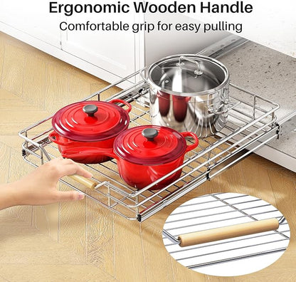 Pull out Cabinet Organizer, 12"W X 21"D, Heavy Duty Smooth Sliding Under Cabinet Shelves for Pots and Pans, Full-Extension Roll out Drawers, Slide out Organization for Home Kitchen Pantry - Image 7