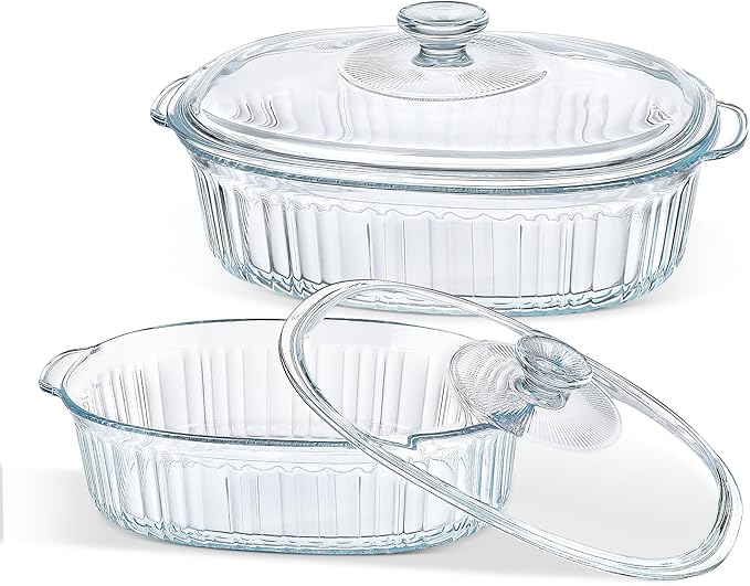 M MCIRCO 4-Piece Glass Casserole Baking Dish, Set of 2 Casseroles With Glass Lids, 1.9 Qt and 3 Qt by MMCIRCO