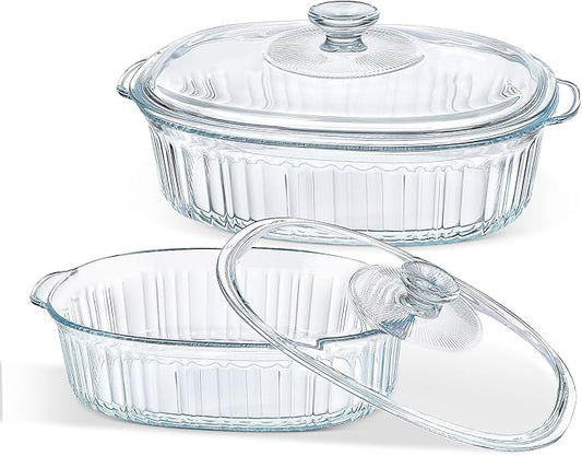M MCIRCO 4-Piece Glass Casserole Baking Dish, Set of 2 Casseroles With Glass Lids, 1.9 Qt and 3 Qt by MMCIRCO