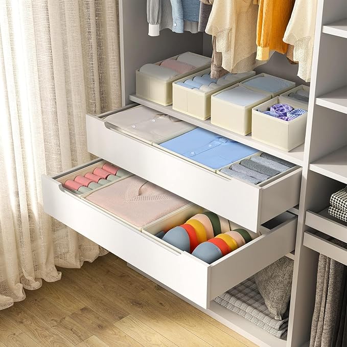 DIMJ Drawer Organizer Clothes, 24 Pack Dresser Organizer, Foldable Closet Organizers and Storage, Fabric Dresser Drawer Organizers, Drawer Dividers for Nursery, Baby Clothes, Underwears, Sock - Image 5