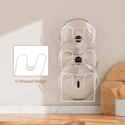 ORDORA 2 Pack Pot Lid Organizer Rack for Cabinet Door, 6-Tier Pot Lid Holders inside Cabinet, No Drilling Adhesive Wall Door Mounted Rustproof Pots and Pans Cover Organizers for Kitchen Storage, White - Image 7