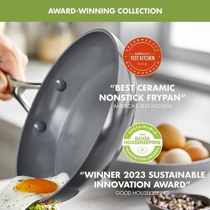 GreenPan Valencia Pro Ceramic Nonstick 13 Piece Cookware Set, Hard Anodized PFAS-Free Pots & Pans, Induction Ready, Compatible on All Cooktops, Dishwasher Safe, Oven Safe to 600F, Gray