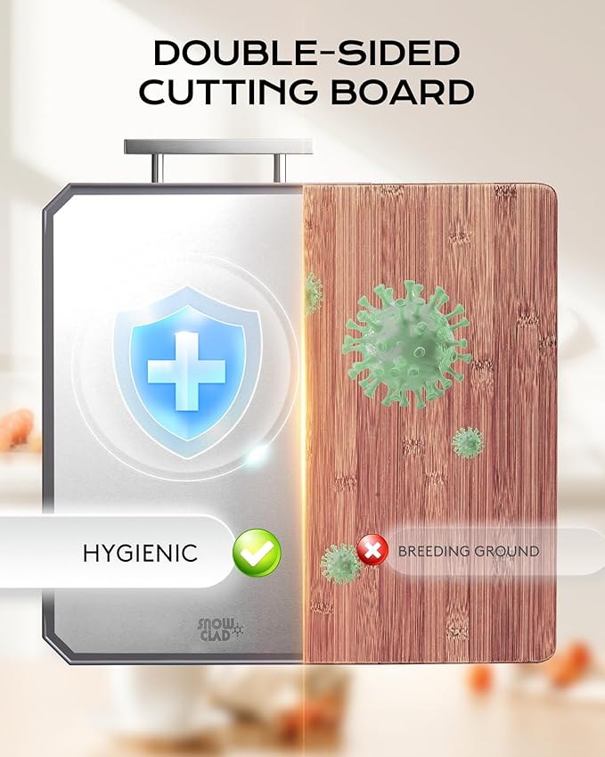 EXTRA LARGE Cutting Board,Double Sided Stainless Steel Cutting Boards Set for kitchen,Stainless Steel/Wheat straw pp Cutting Board for meat,Dishwasher Safe [20 * 13.8+16 * 11+12 * 8.3 Inch] - Image 4