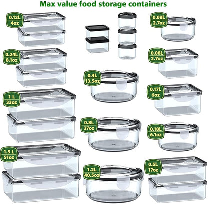 44 Pcs Food Storage Containers with Lids Airtight- (22 Stackable Boxes-22 Lids) Plastic Meal Prep Container for Pantry Kitchen Organization, Microwave, Dishwasher, Freezer Safe -100% Leak Proof - Image 2