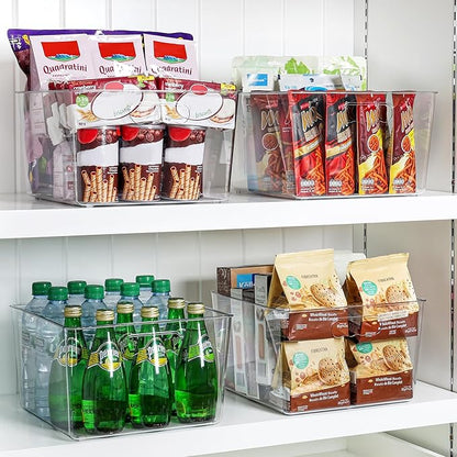 Vtopmart 4 Pack Extra Large Clear Plastic Storage Bins,11x11 Cube Acrylic Organizer Square Containers with Handle for Pantry,Closet,LaundryRoom,Kitchen,Bathroom,UnderSink Organization - Image 7