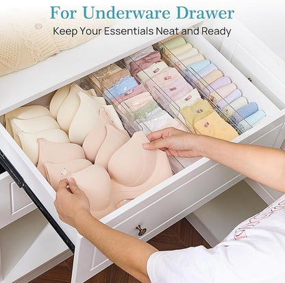 Vtopmart 4 Pack Drawer Dividers for Clothes, 4" High 10.2"-16.5" Adjustable Expandable Dresser Drawer Organizer, Clear Plastic Separators for Dresser, Baby Clothing, Underwear, Cosmetic, Toiletries - Image 5