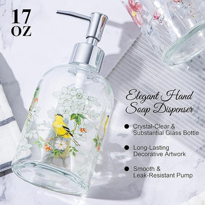 17oz Glass Soap Dispenser with Plastic Pump, 2 Pack Refillable Kitchen Soap Dispenser for Dish Soap, Soap Dispenser Bathroom for Hand Soap, Lotion, Body Wash