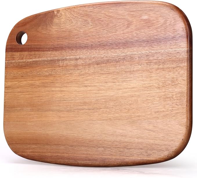 Large Acacia Wood Cutting Boards for Kitchen with Hanging – Big Wooden Cutting Board for Vegetables, Bread, Steak, Meat, Cheese, Charcuterie - BPA Free, 14" x 11"