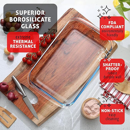 EATEX 7-Pack Glass Food Storage Containers with Lids Baking Pans Set, Glass Baking Dishes for Oven | 4 Casserole Dishes for Oven and 3 Glass Bread Pans for Bread Baking, Oven Microwave Freezer Safe - Image 4